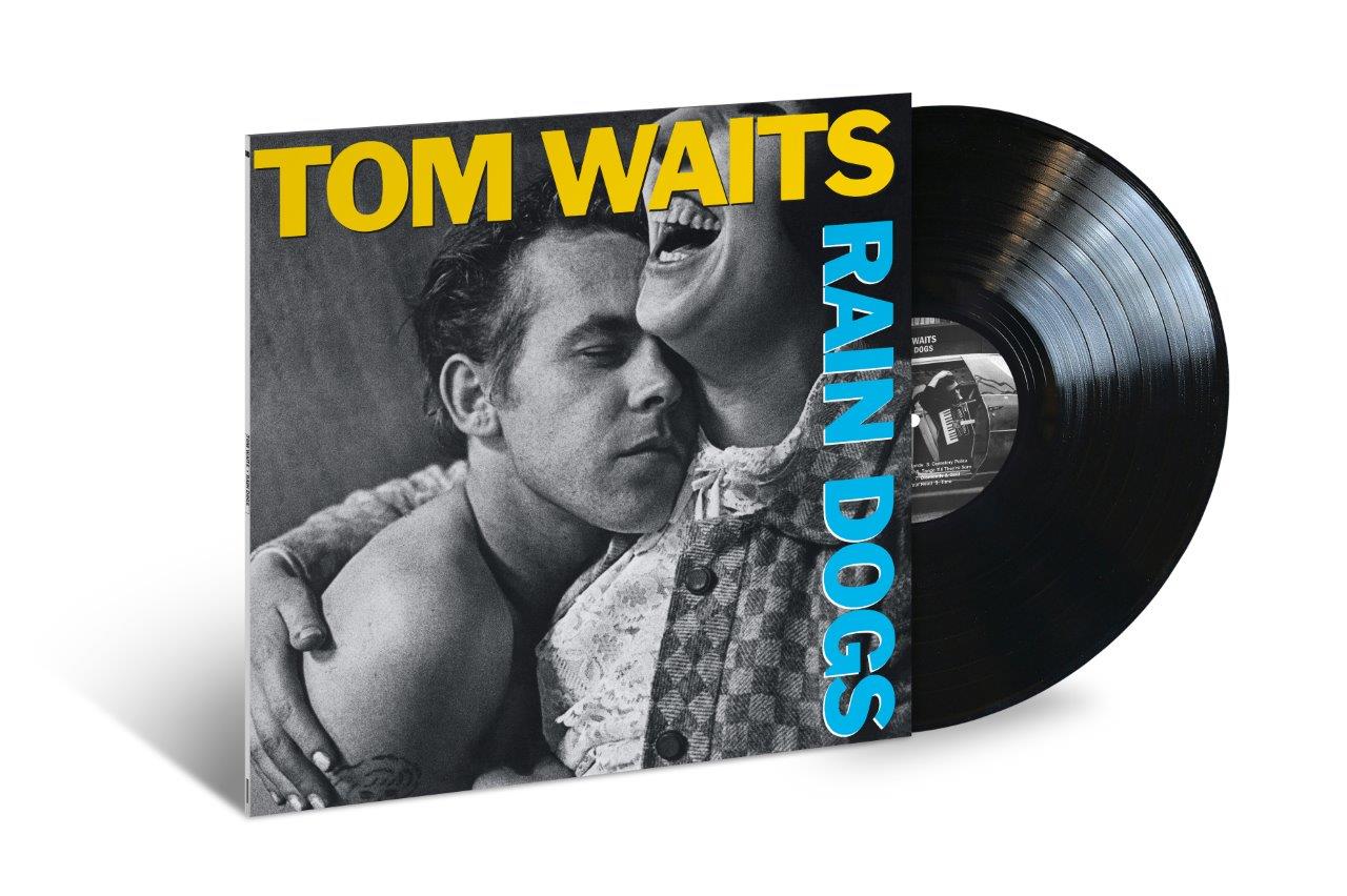 Tom Waits’ “Rain Dogs” vinyl record with a couple embracing on the cover.