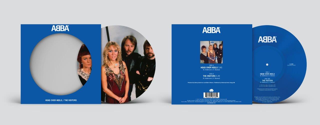 ABBA “Head Over Heels” vinyl record, open with band photo and tracklist.