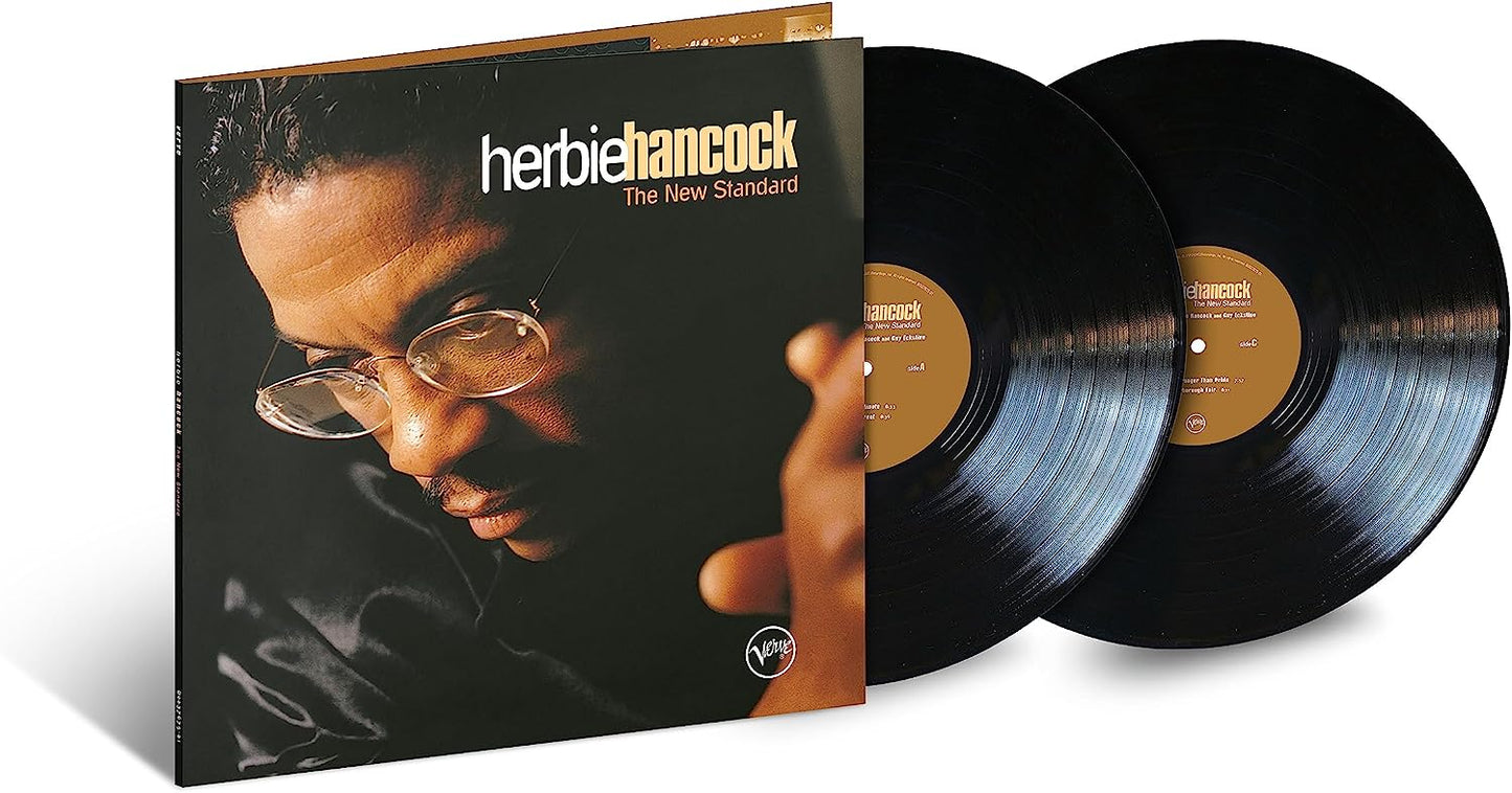 Herbie Hancock's "The New Standard" double vinyl record with portrait cover.