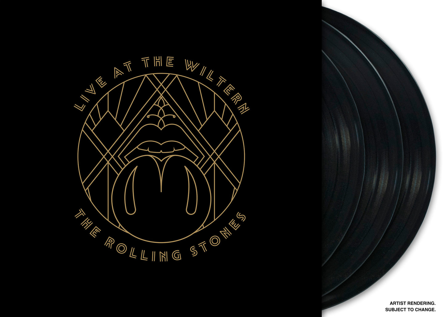 The Rolling Stones "Live At The Wiltern" vinyl record, black and gold.