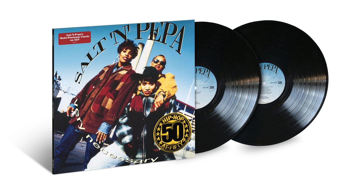 Salt-N-Pepa’s “Very Necessary” 30th Anniversary vinyl record with album cover art.