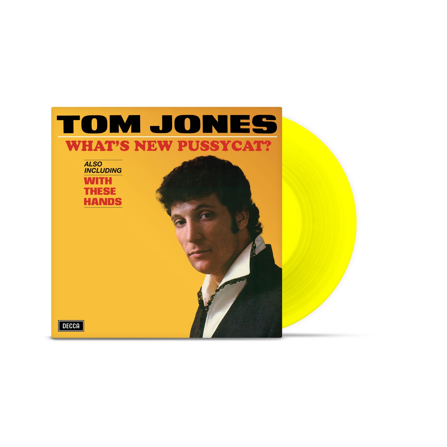 Tom Jones album cover with a portrait and yellow vinyl record.