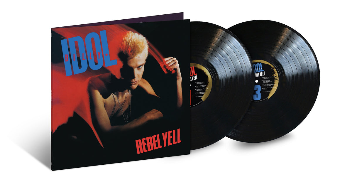 Billy Idol’s “Rebel Yell” vinyl record album with cover art.
