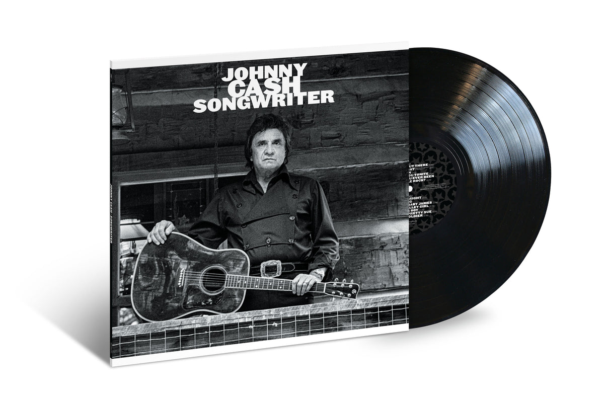 Johnny Cash "Songwriter" vinyl record with album cover and black disc.