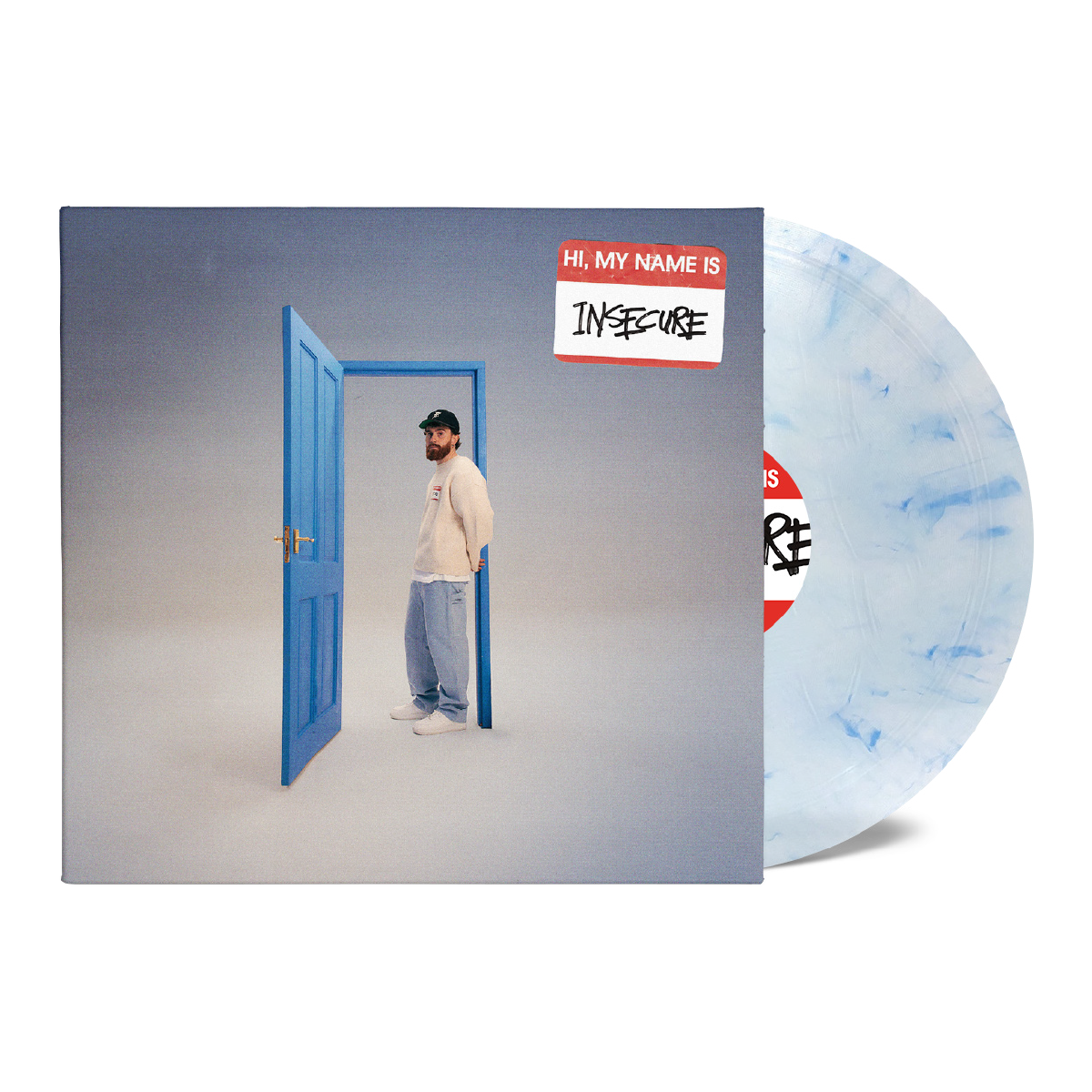 Vinyl record with album art of a man standing in a doorway.