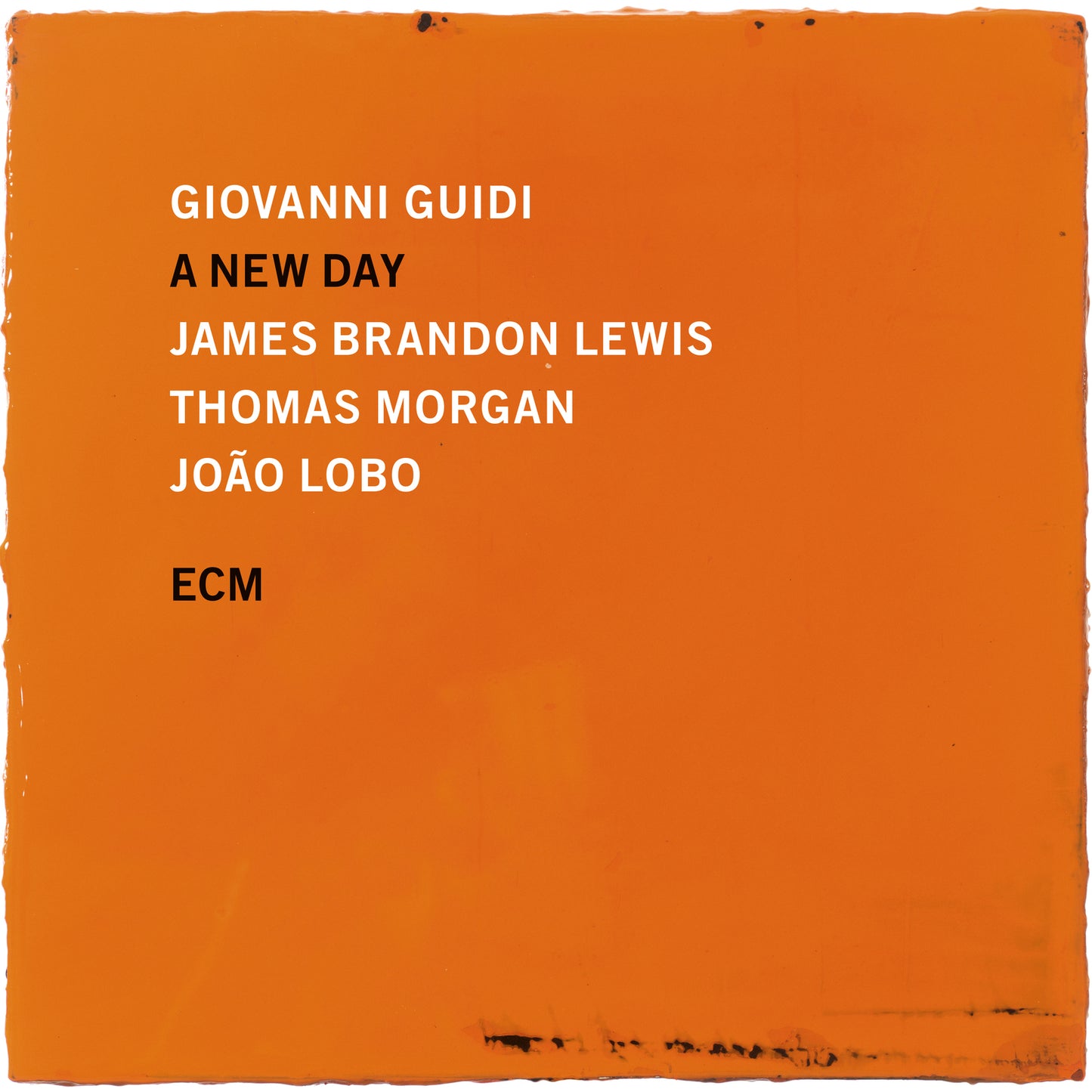 Orange album cover with white text listing artists and title A New Day.