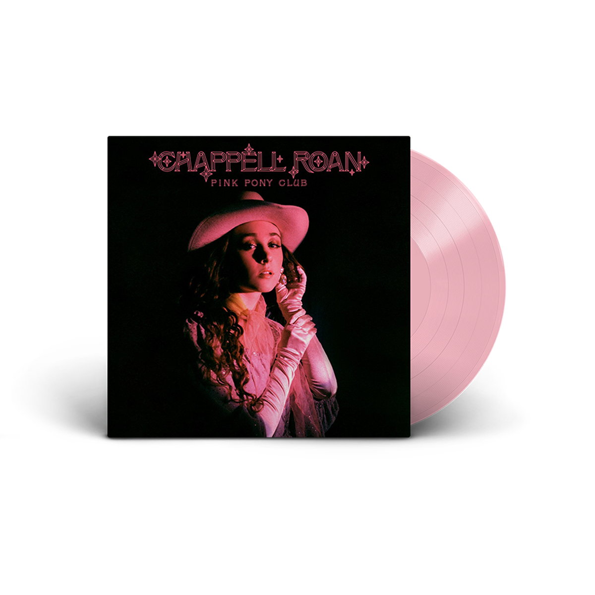 Black vinyl record with pink or colorful label and sleeve featuring Chappell Roan artwork.