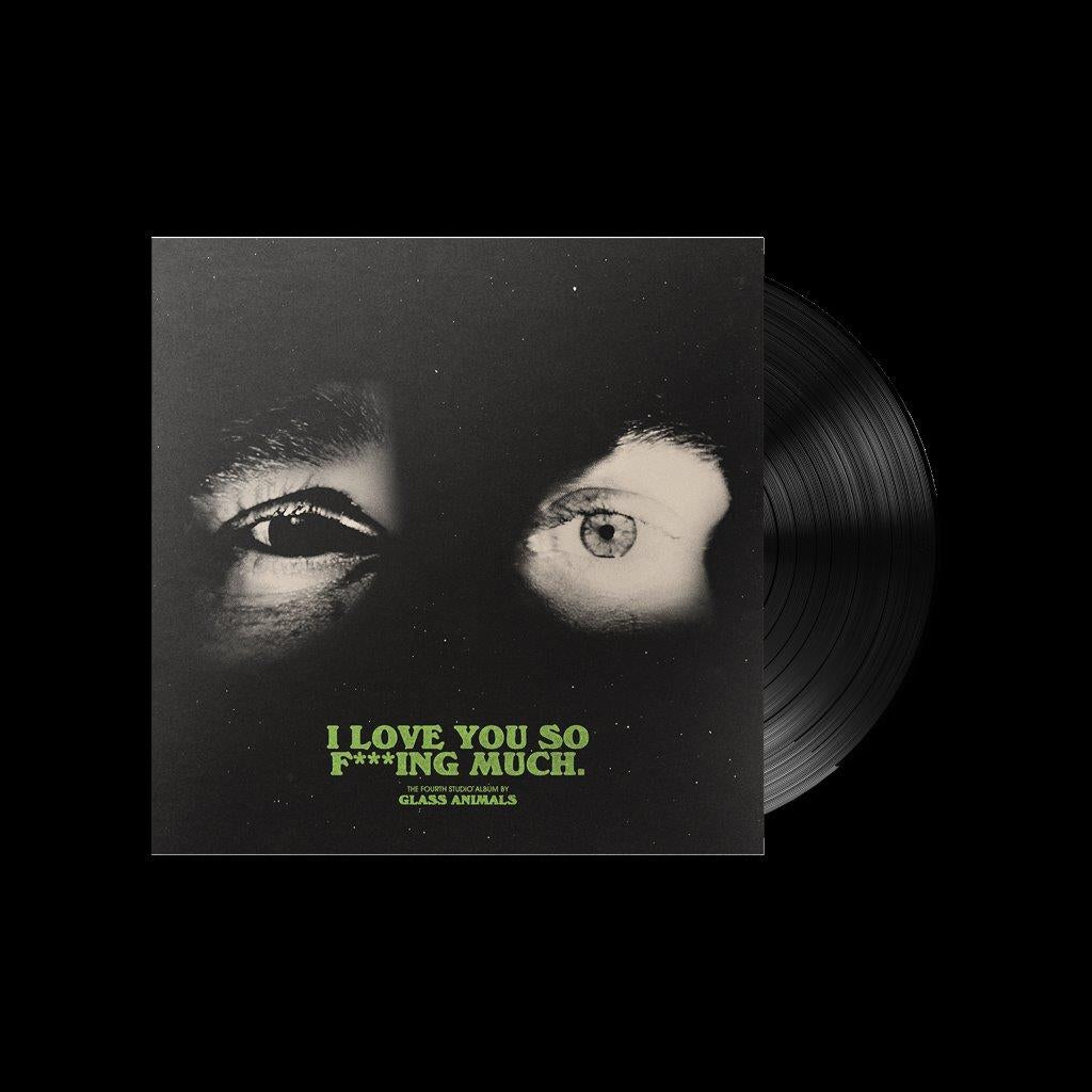 Glass Animals vinyl record with close-up of eyes and dark background.
