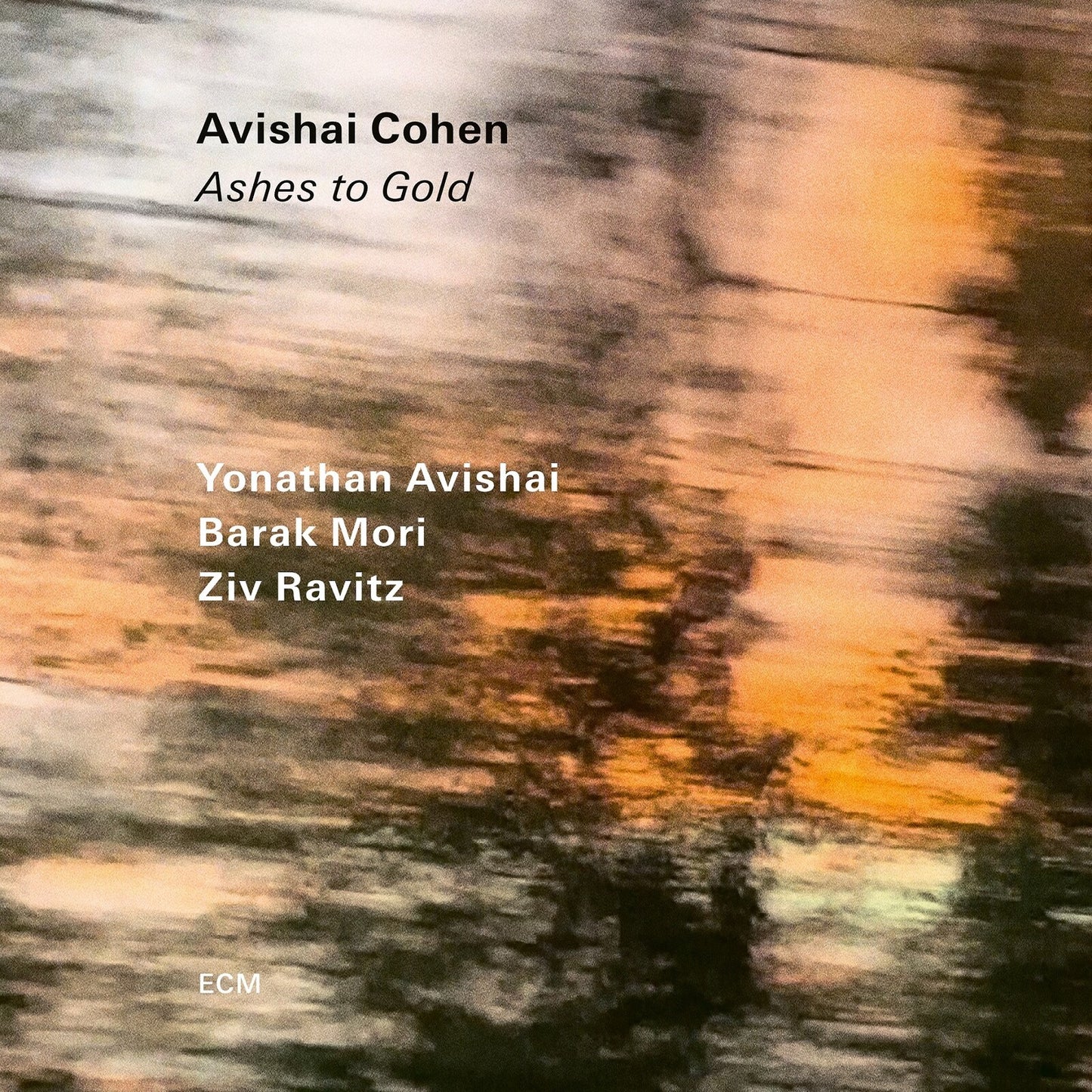 Album cover for “Ashes to Gold” by Avishai Cohen, abstract gold tones.