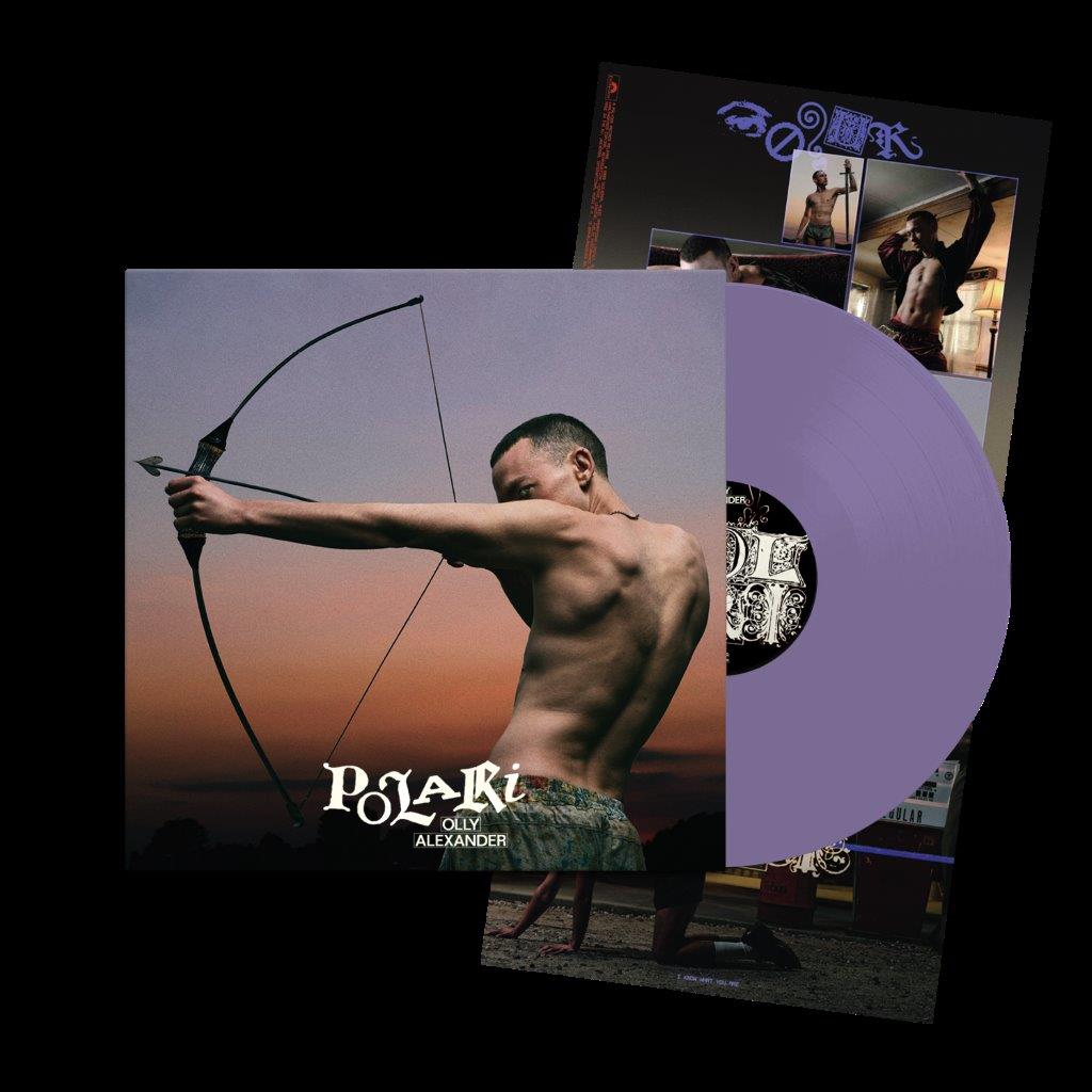 Olly Alexander's "Polari" vinyl record with a shirtless figure aiming a bow.