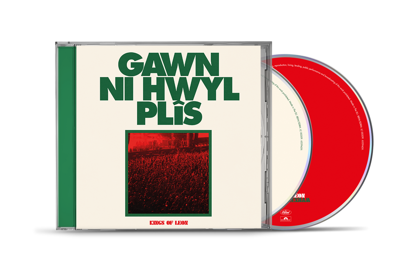 Kings Of Leon CD case with bold green, red, and white text and imagery.