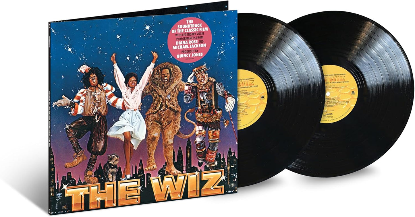 The Wiz" vinyl record with colorful cover art and two black discs.