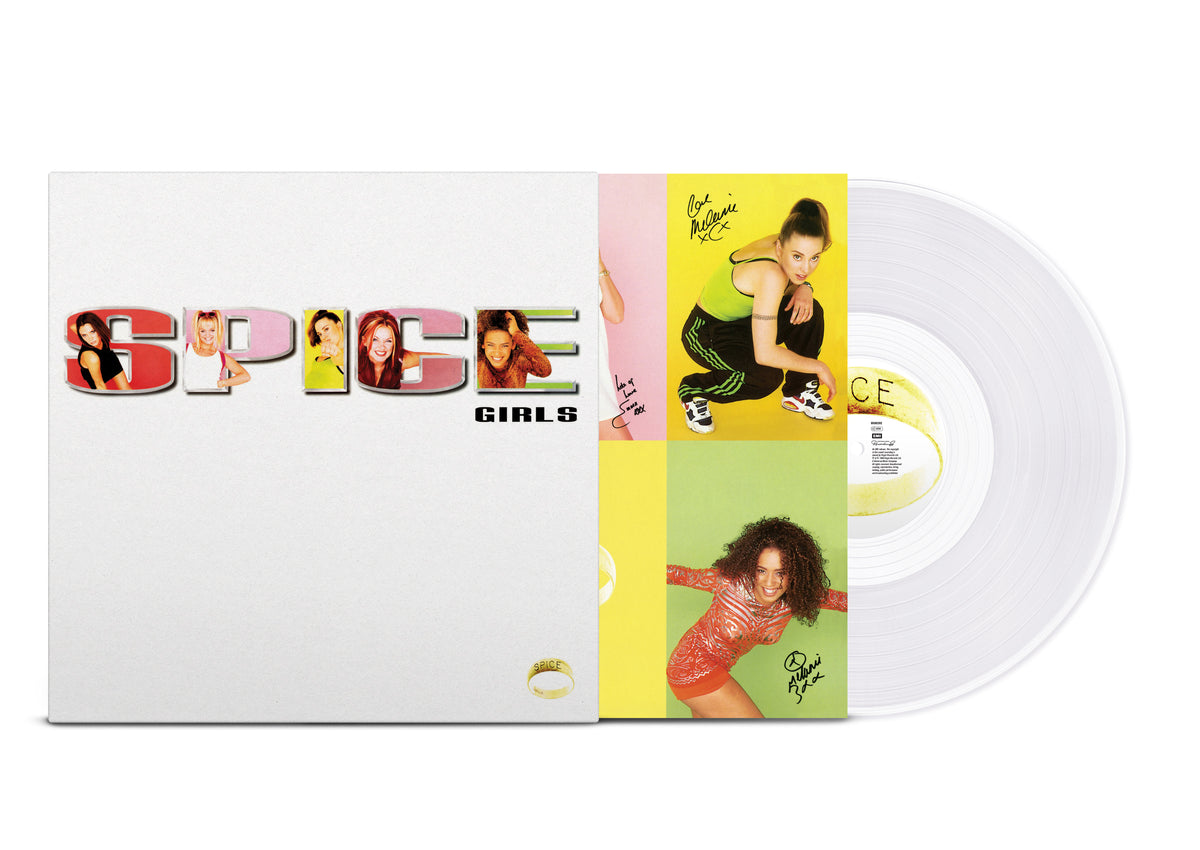 Spice Girls “Spice” vinyl record with album cover and translucent disc.