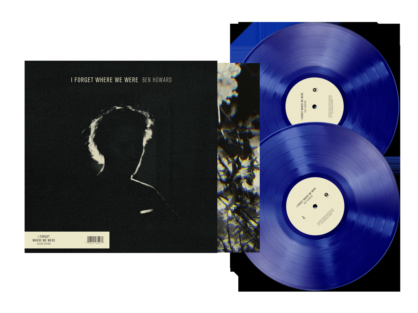 Ben Howard’s “I Forget Where We Were” vinyl record, blue with album cover.