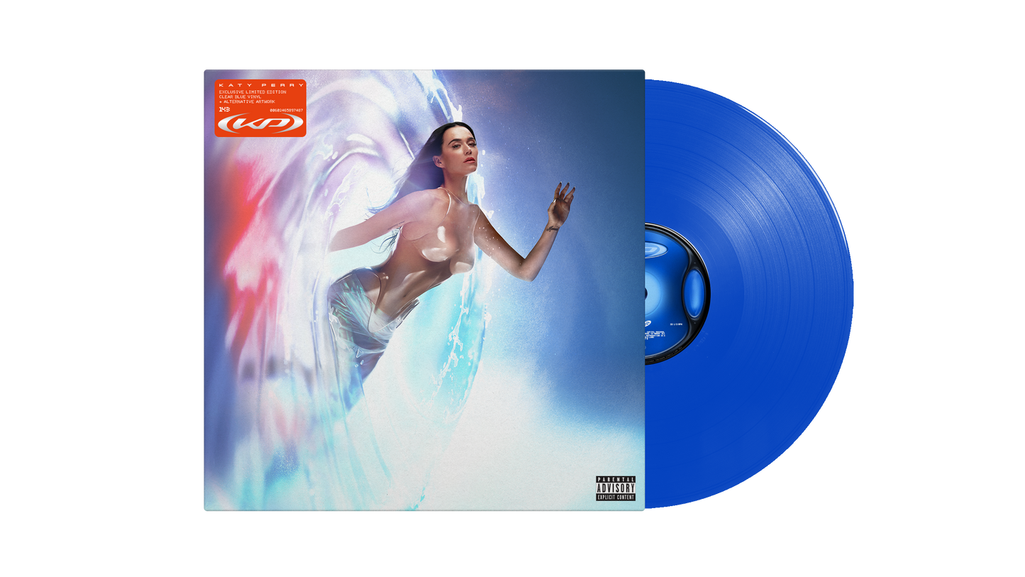 Katy Perry “143” vinyl record, blue color, with album artwork visible.