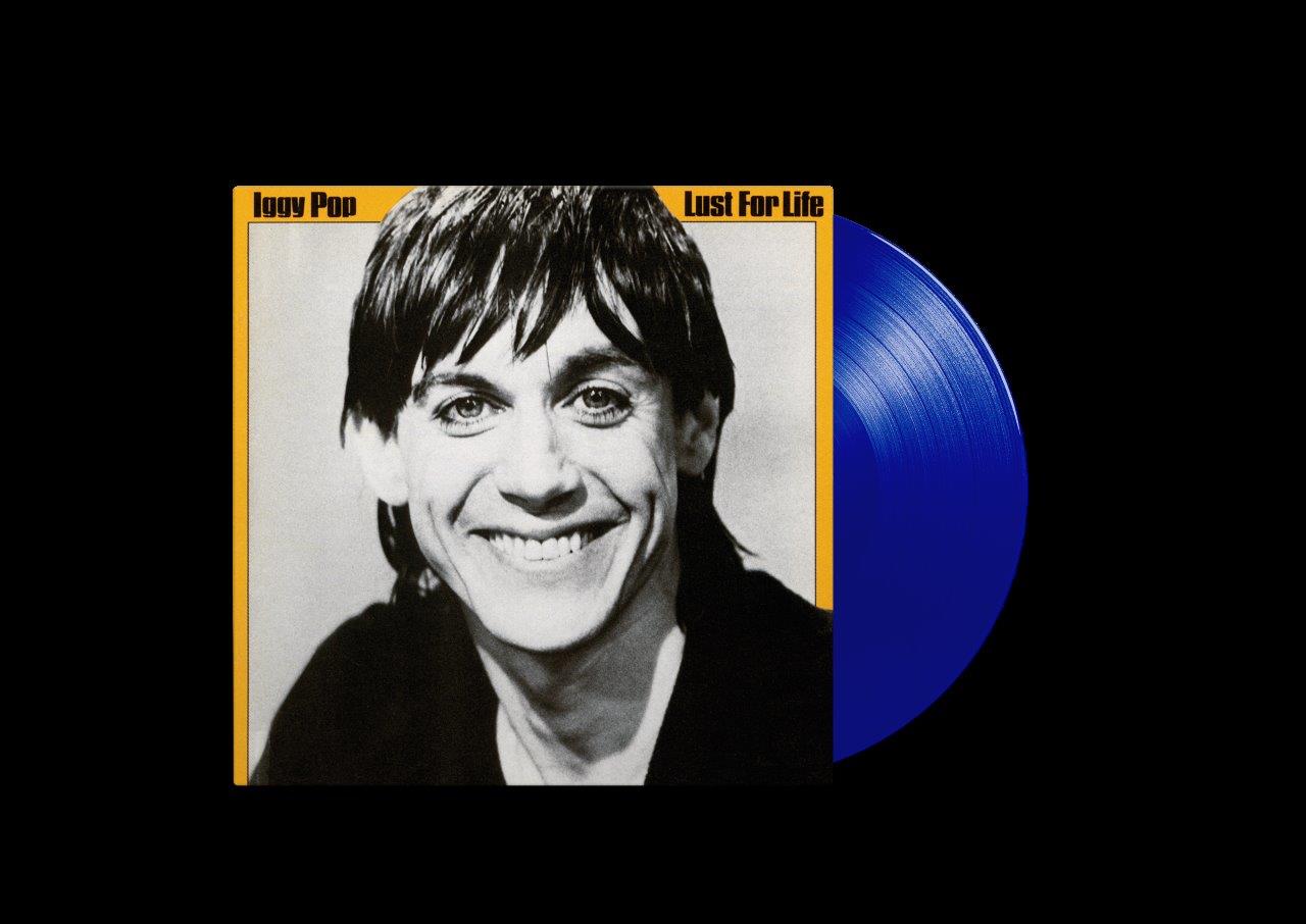 Iggy Pop’s “Lust For Life” album cover with a blue vinyl record.