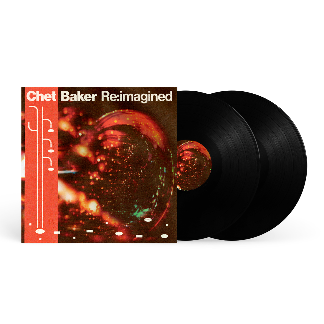 Vinyl record with album cover featuring Chet Baker and abstract art.