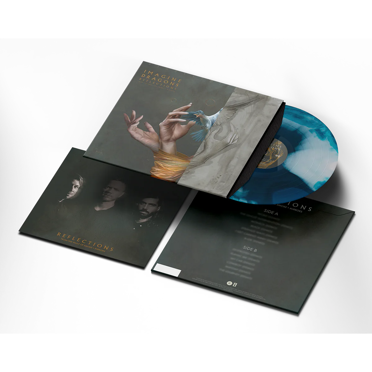 Imagine Dragons "Reflections" vinyl record with illustrated cover and insert.