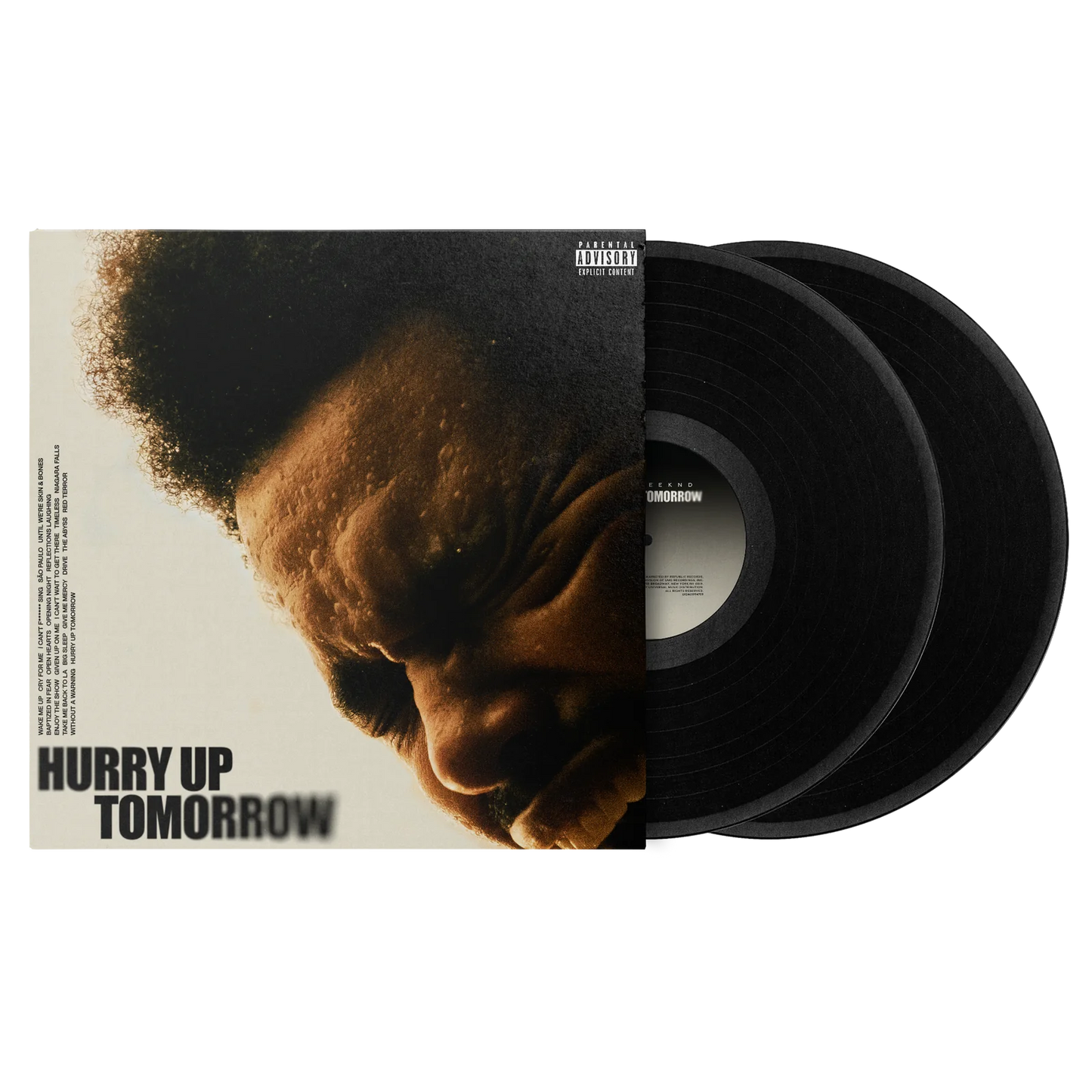 The Weeknd vinyl record with a portrait cover and black disc.