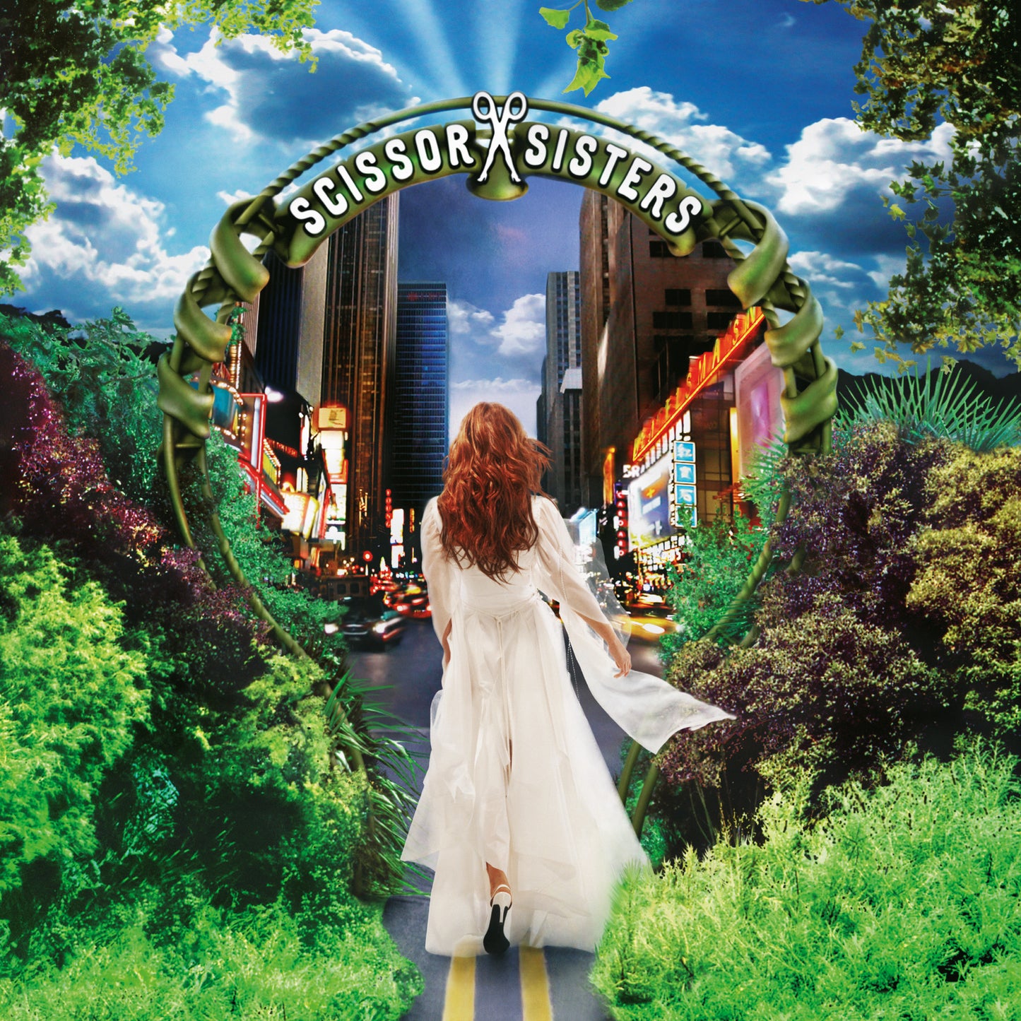 Album cover for Scissor Sisters featuring a city skyline and a woman walking away.