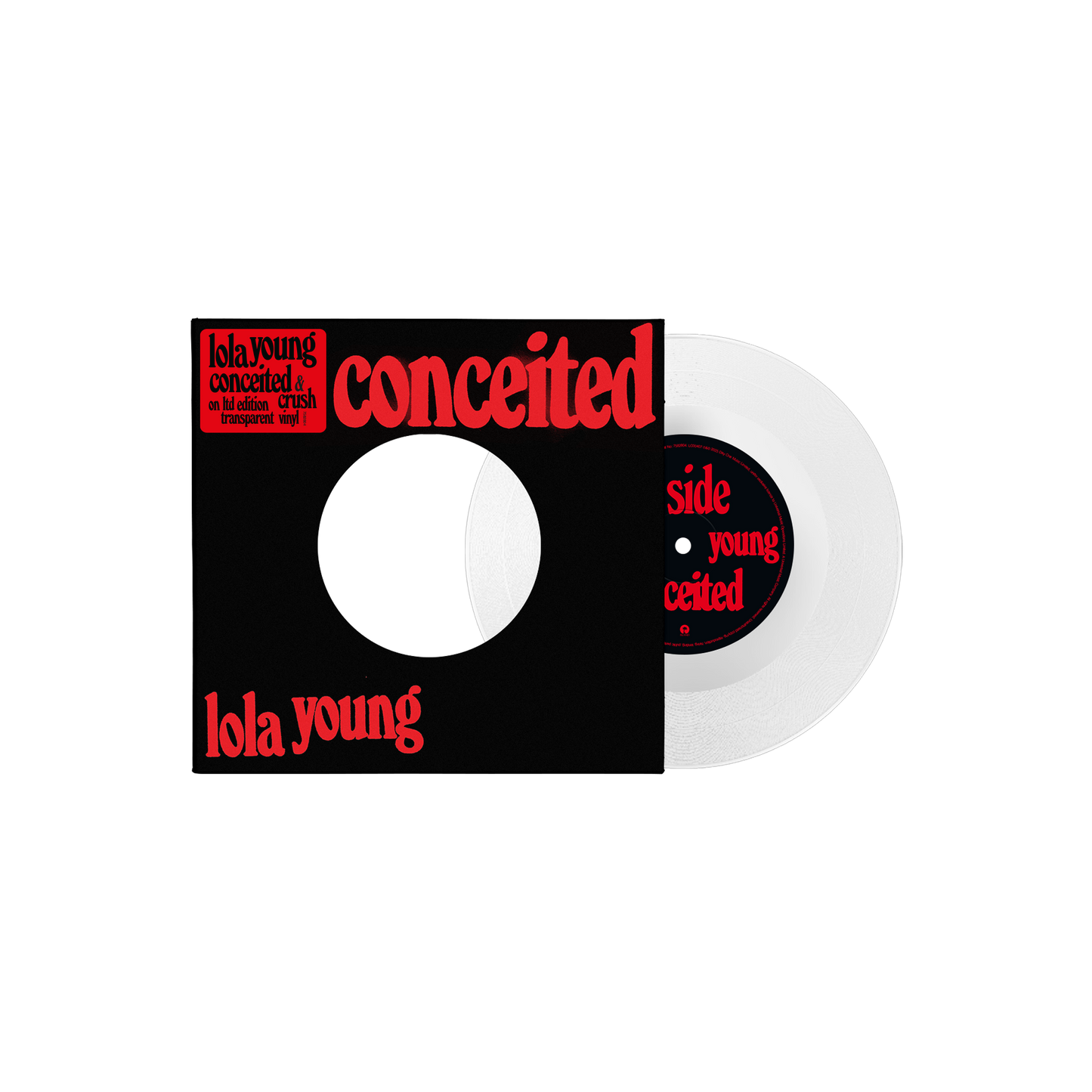 Lola Young "Conceited" 7-inch vinyl record with black and red cover art.