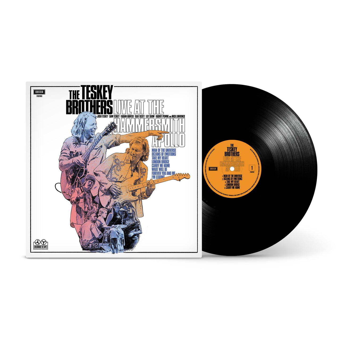 Vinyl record of The Teskey Brothers live album, featuring band members.