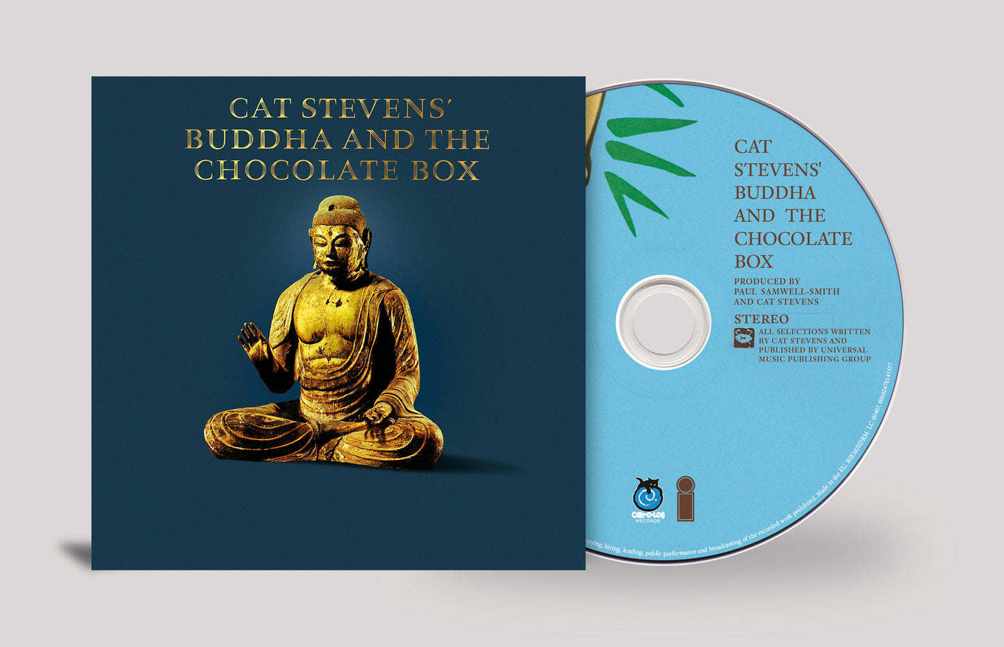 CD cover for Yusuf/Cat Stevens’ “Buddha and the Chocolate Box” featuring a Buddha.