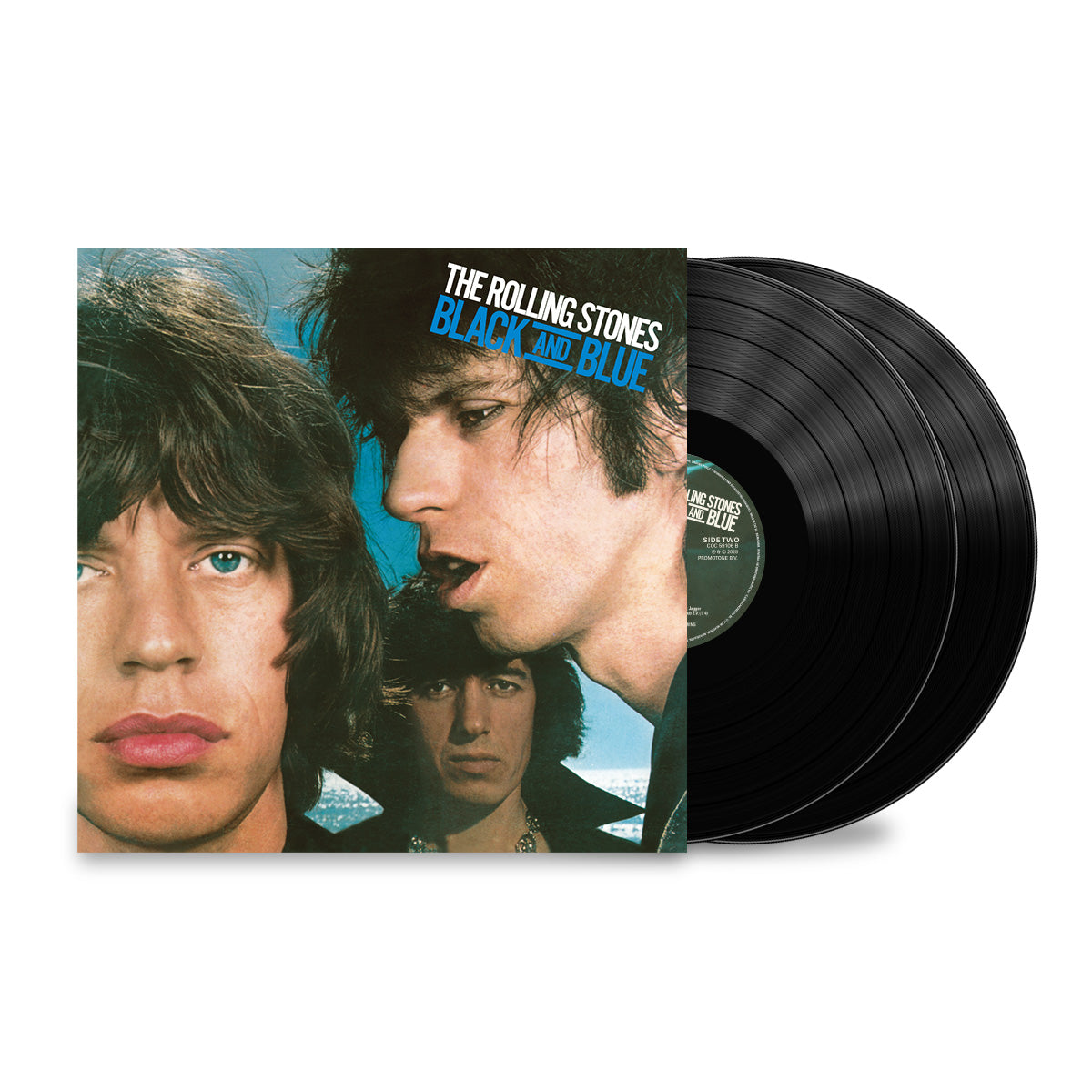The Rolling Stones’ “Black and Blue” double vinyl record and cover art.