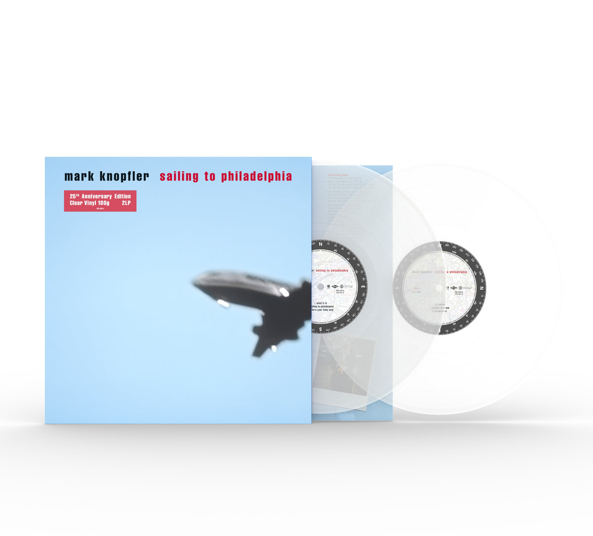 Mark Knopfler’s “Sailing to Philadelphia” clear vinyl LP and sleeve.