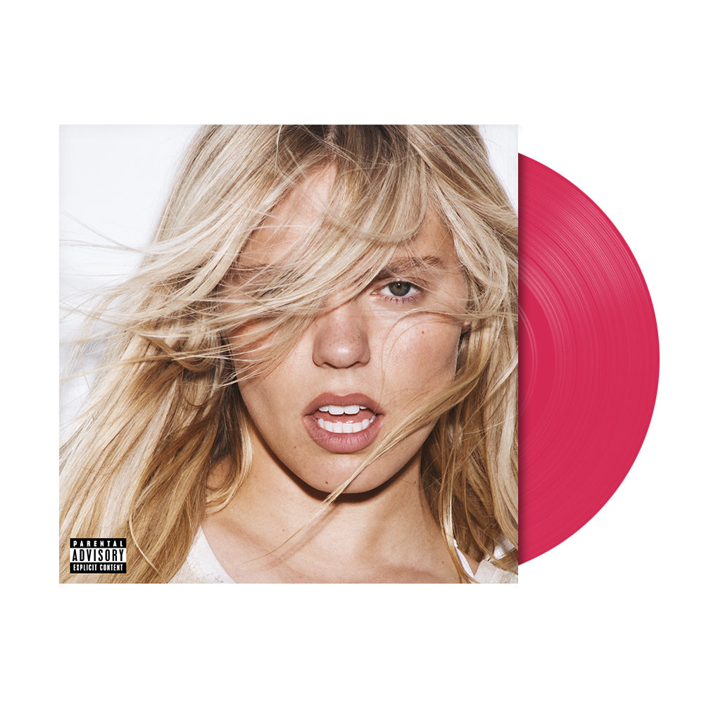 Renee Rapp album cover with magenta vinyl record shown beside it.