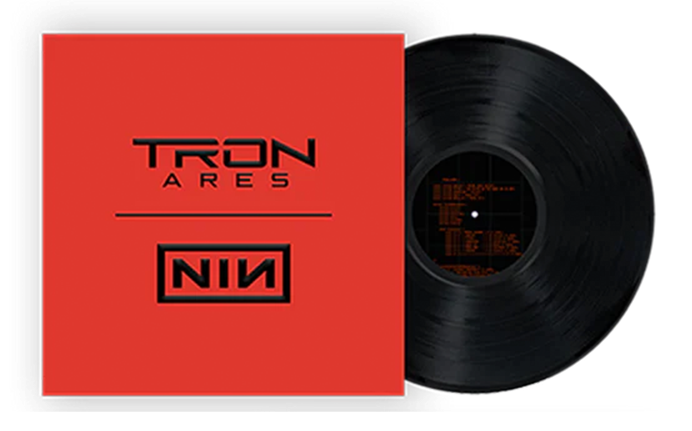 Nine Inch Nails vinyl record with red cover and Tron Ares logo.