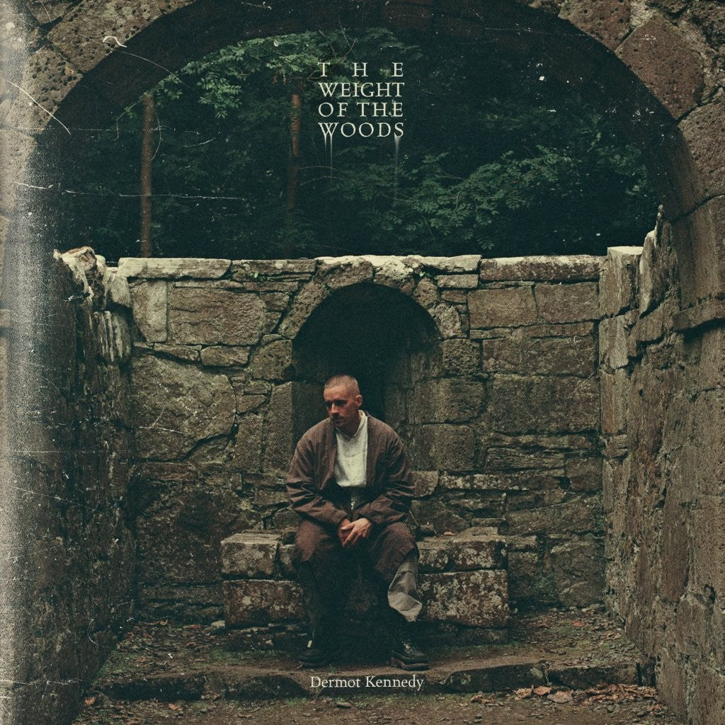 Album cover for Dermot Kennedy’s “The Weight of the Woods,” featuring a man in an archway.