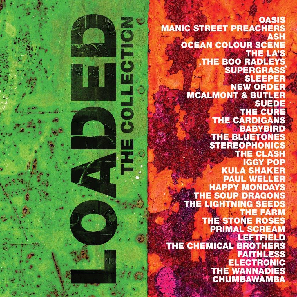 Loaded" vinyl compilation album cover with band names listed on a red background.