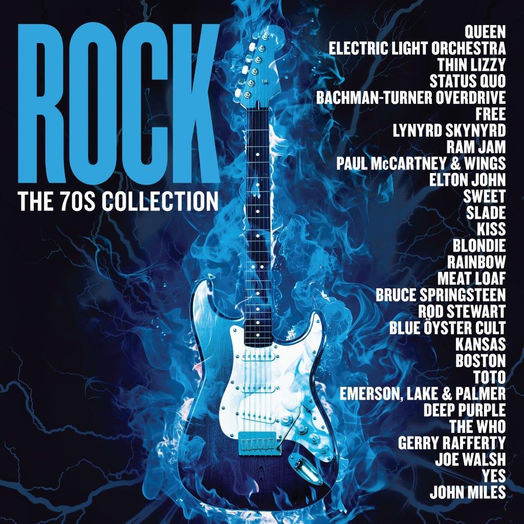 Vinyl album cover for “Rock – The 70s Collection” with a guitar.