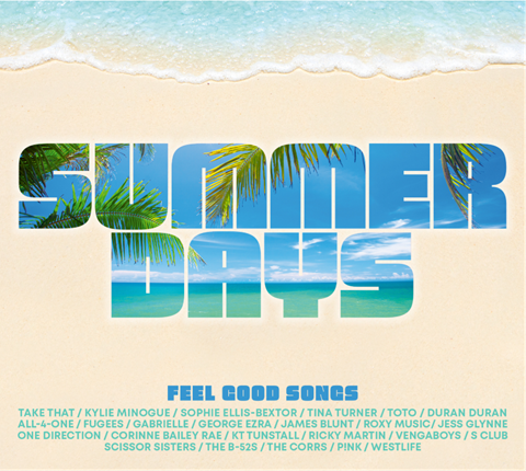 CD cover for “Summer Days” with beach scene and song list.
