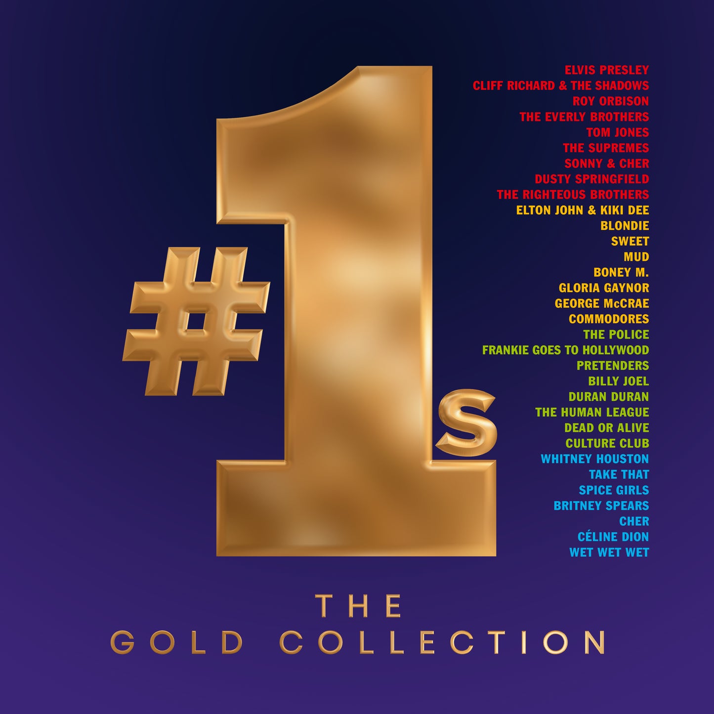 Vinyl record cover featuring a large gold “1” with artist names listed.
