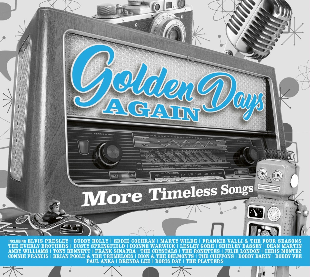 CD cover: vintage radio with "Golden Days Again" text and artist names.