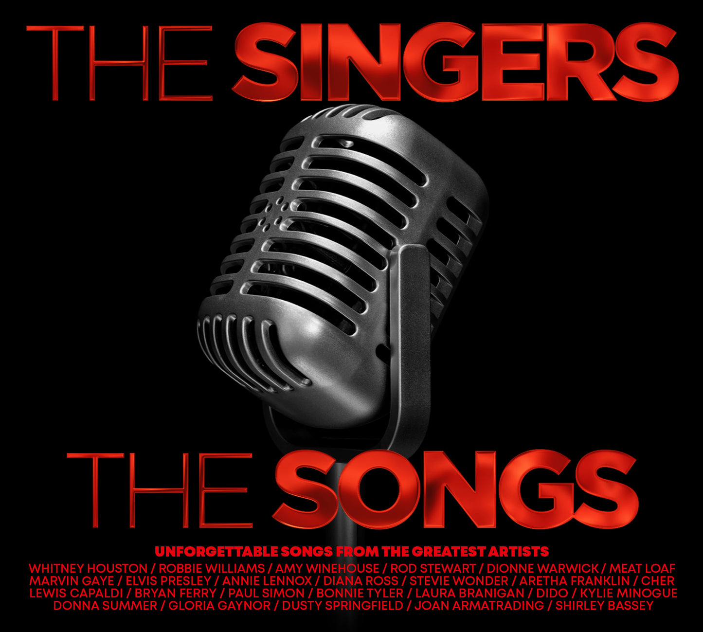 CD cover: vintage microphone on red background with artist names listed.