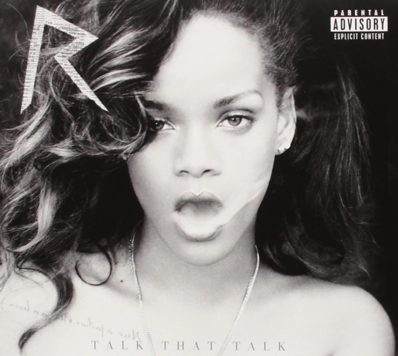Black and white portrait of Rihanna for the album "Talk That Talk.