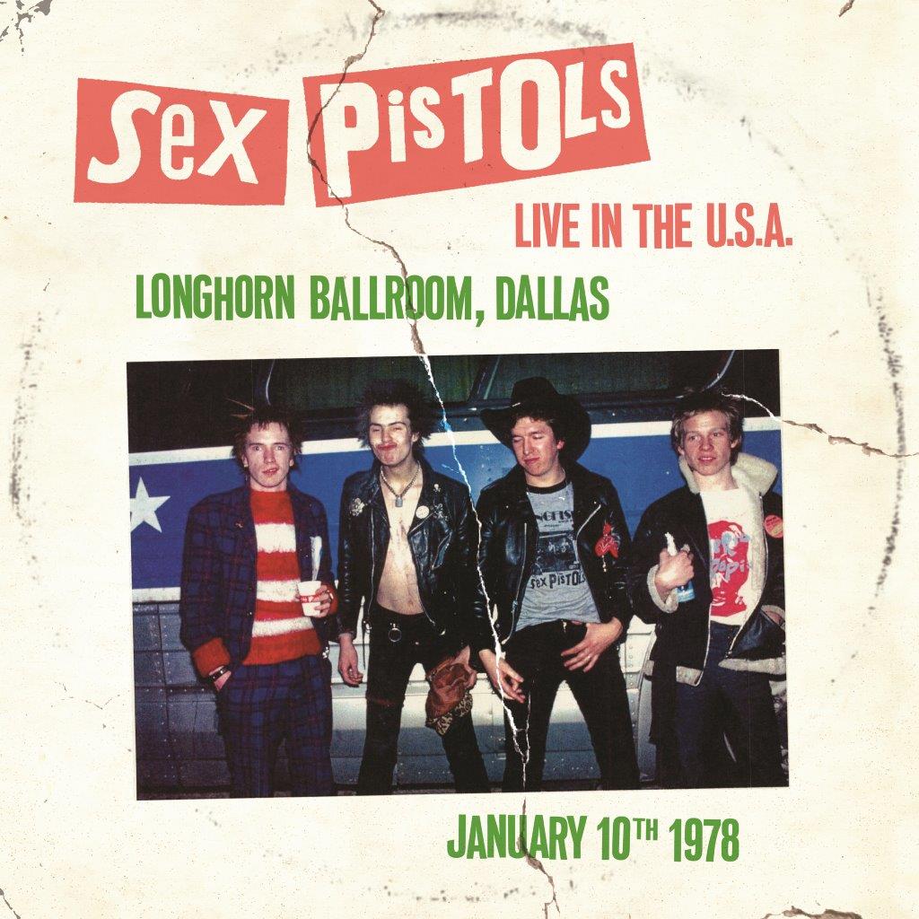 Sex Pistols album cover featuring a black and white band photo.