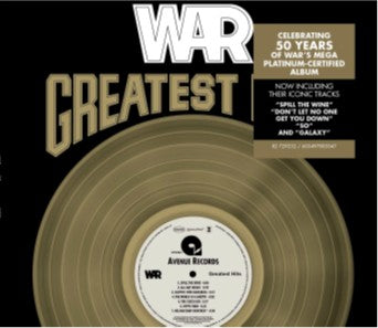 “War – Greatest Hits” CD cover featuring a gold-toned vinyl record.