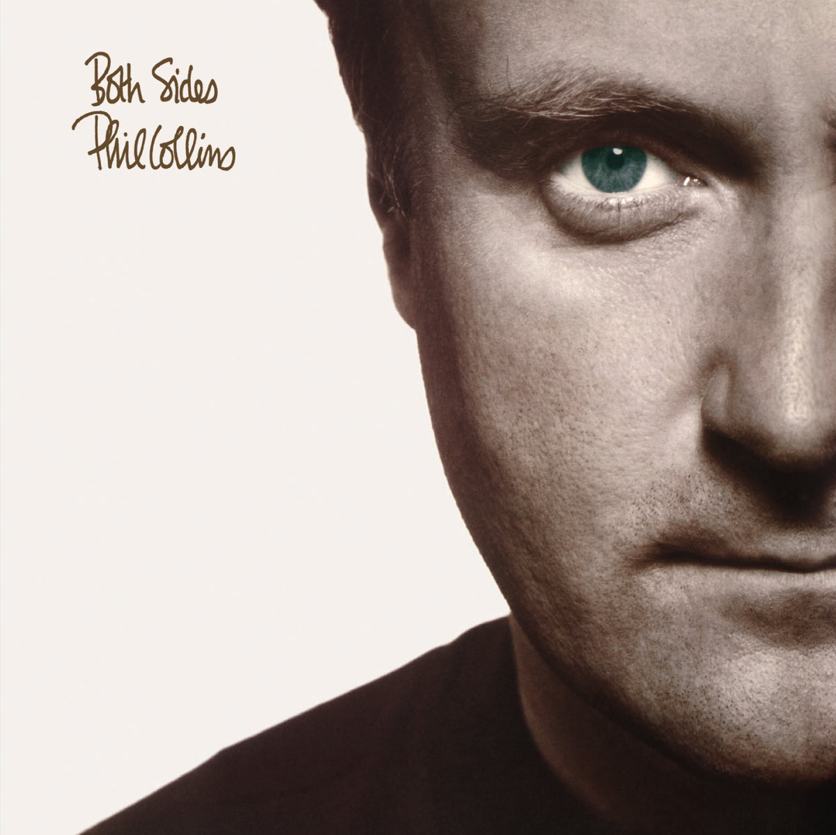 Close-up portrait of Phil Collins, album cover for "Both Sides.