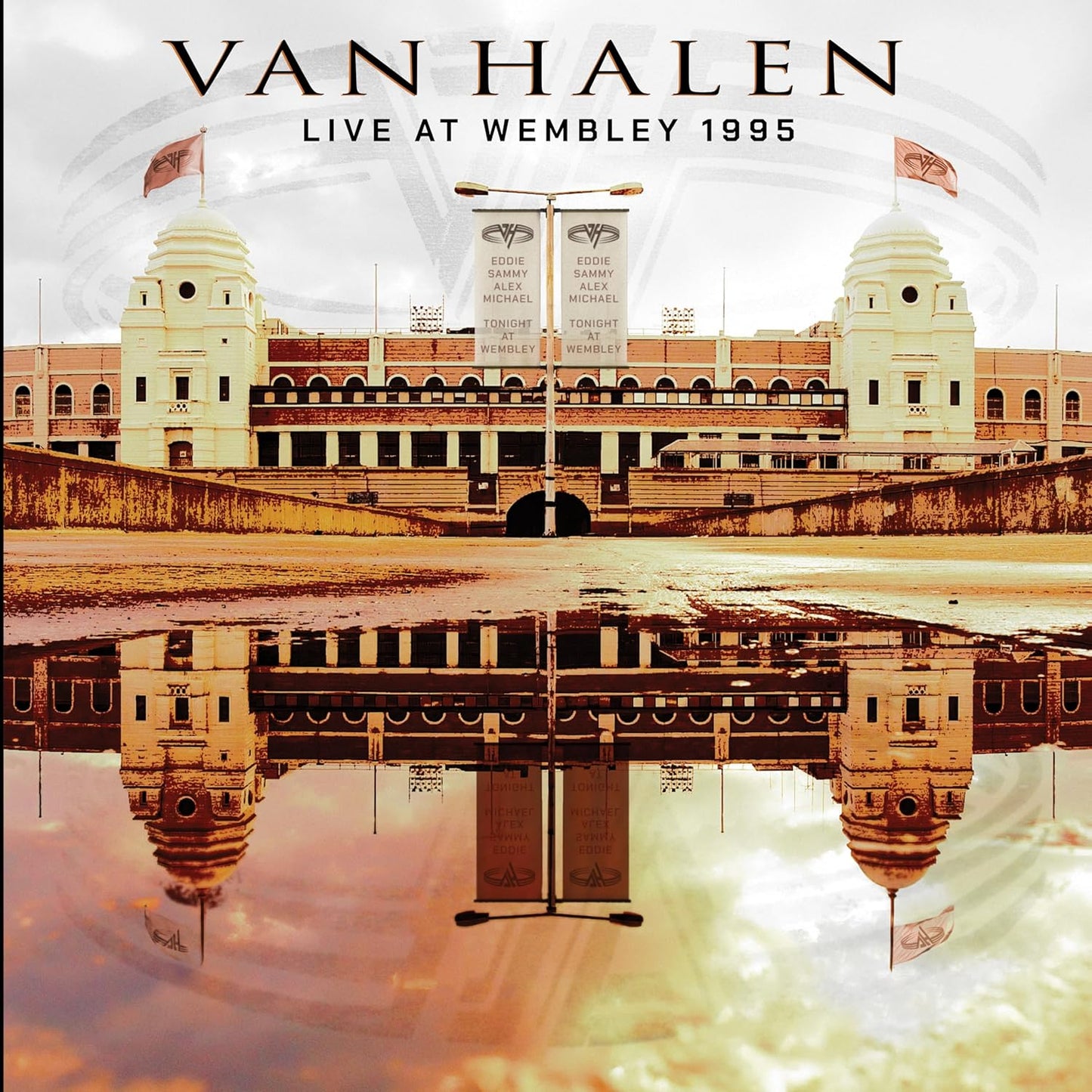 Van Halen “Live at Wembley” vinyl record cover featuring Wembley Stadium.