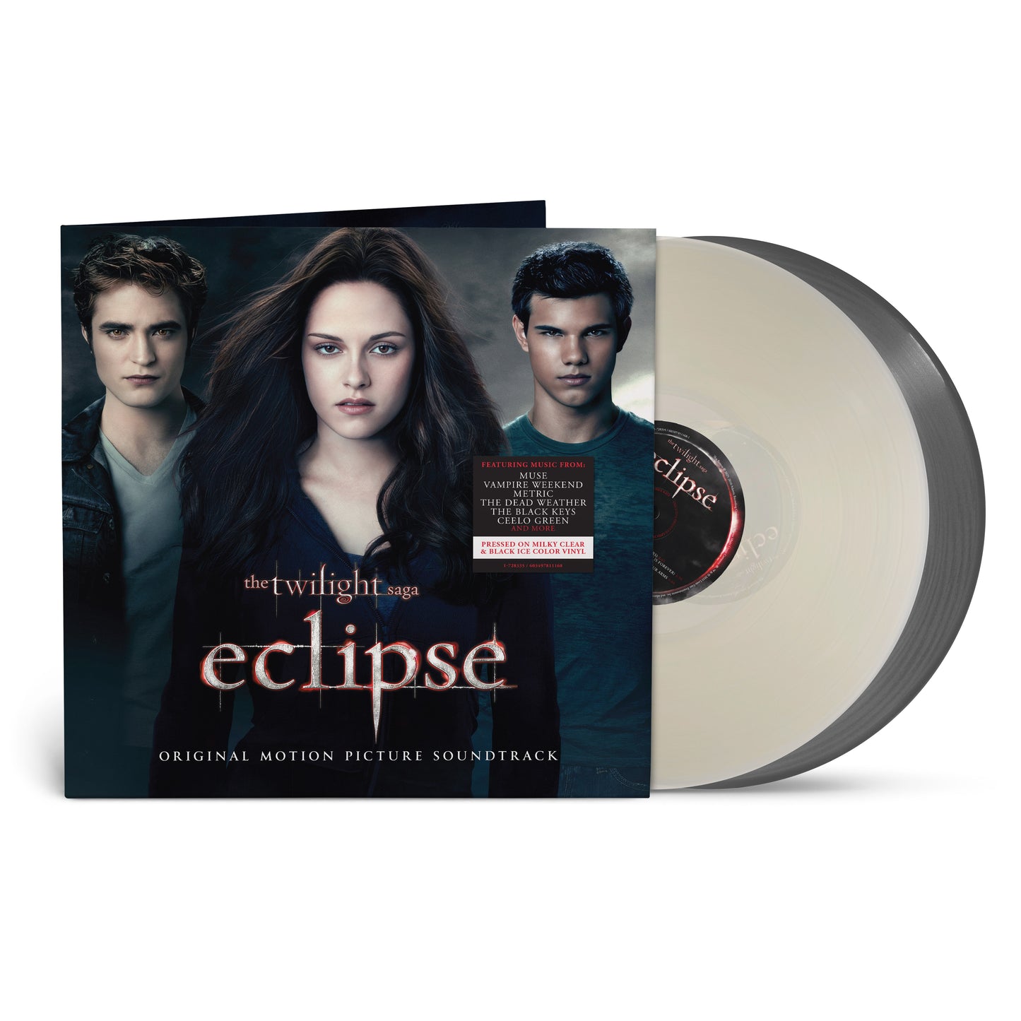 The Twilight Saga: Eclipse" vinyl soundtrack with film characters and two records.