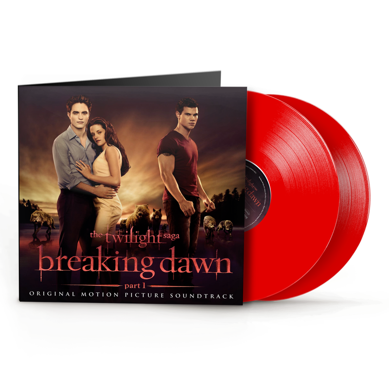 Breaking Dawn Part 1" soundtrack vinyl record with film cover art.