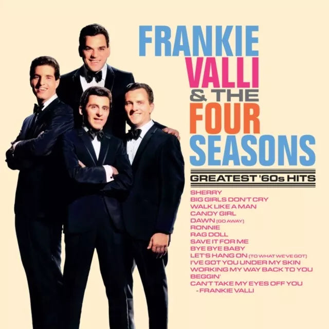 Frankie Valli & The Four Seasons album cover with band photo and tracklist.