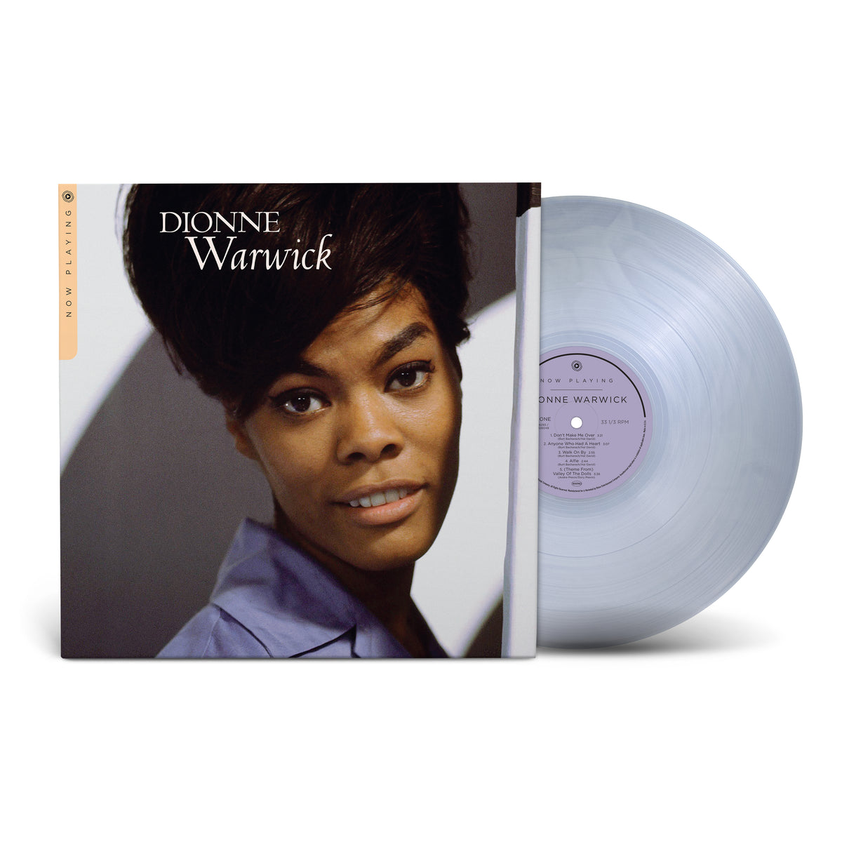 Dionne Warwick album cover on a light blue vinyl record.