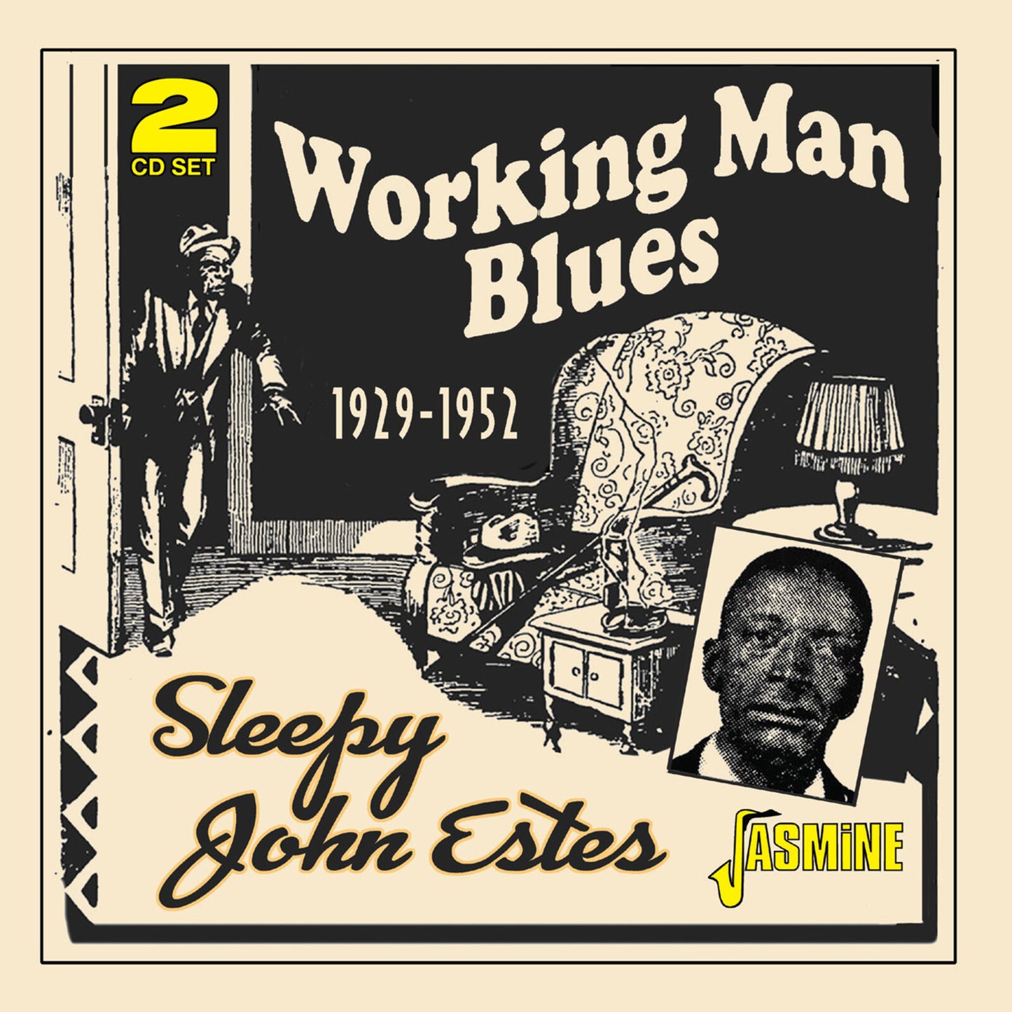 CD cover for Sleepy John Estes’ “Working Man Blues” with illustrated scenes.