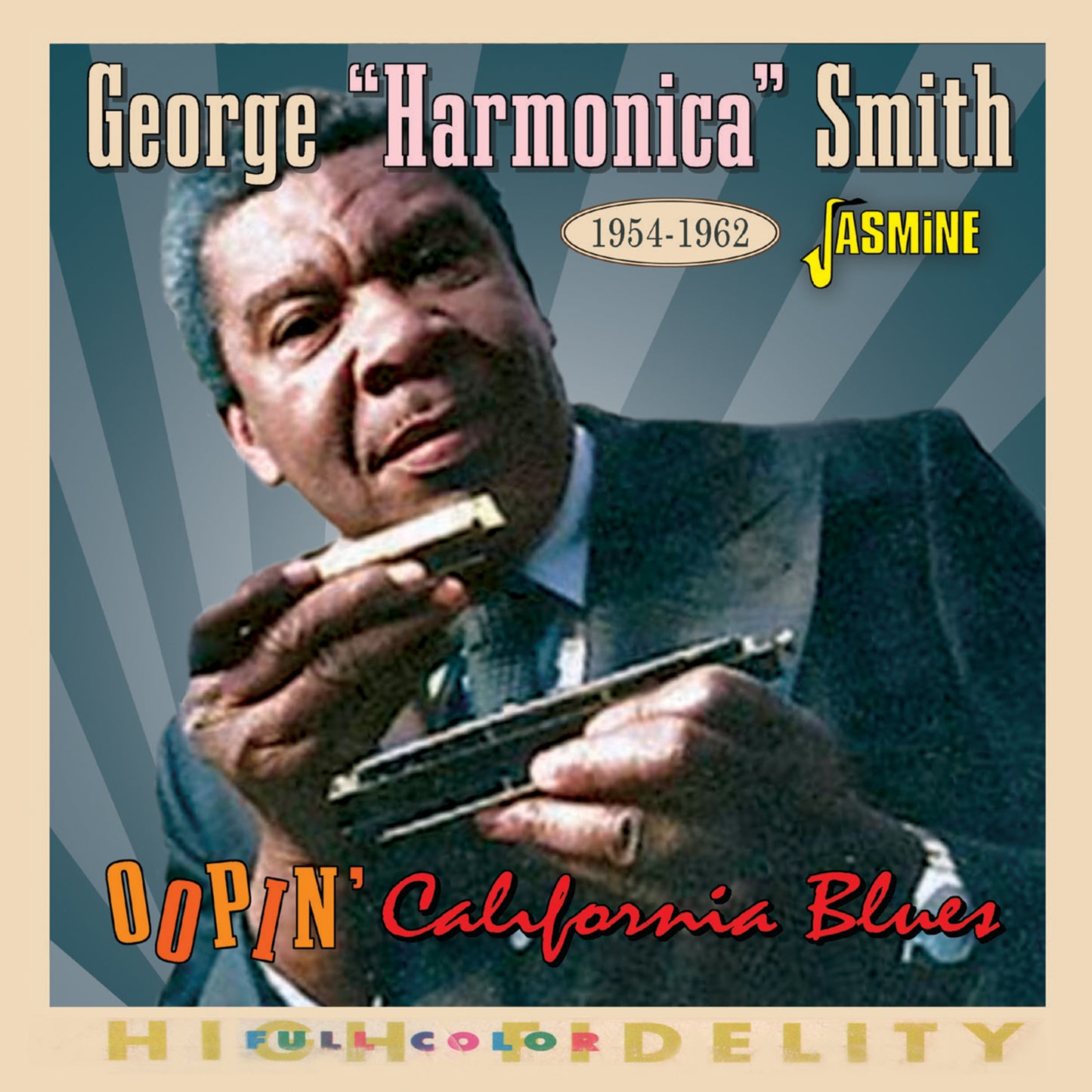 George “Harmonica” Smith CD cover, portrait of a man playing harmonica.
