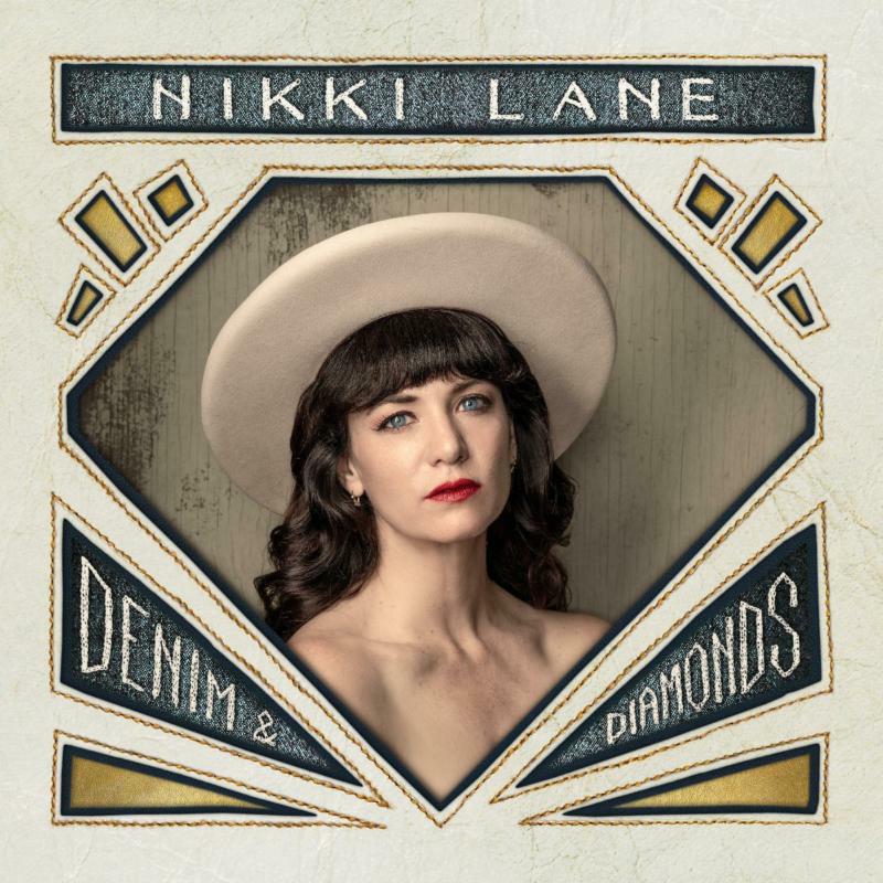 Nikki Lane portrait within a decorative denim and diamond frame.